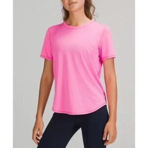 Lululemon High Neck Run And Train Tee Pink 10